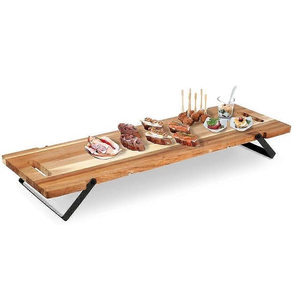 Elegant sammenleggbart serveringsbrett i akasietre
