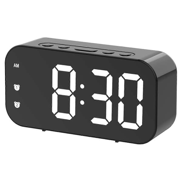 Väckarklocka, digital väckarklocka, dimbar för sovrummet, väggansluten väckarklocka Black