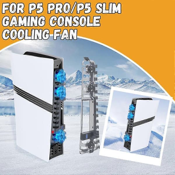 LED køleventilator til PS5 Pro/PS5 Slim-konsol 3-trins justerbar ventilator Stille ventilator