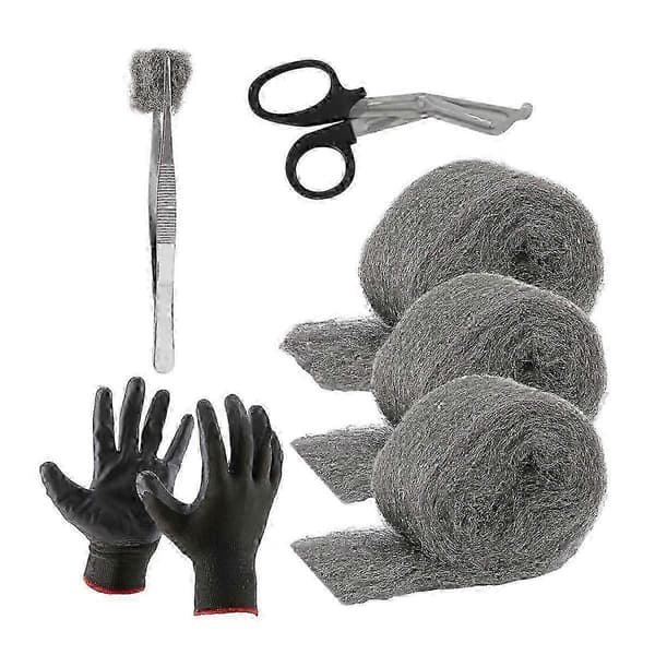 Stålull Musebeskyttelse Hull og Fyllstoff, 3-pakning, 8,4 cm X 3 m, Stålull Musekontroll DIY Kit Fyll