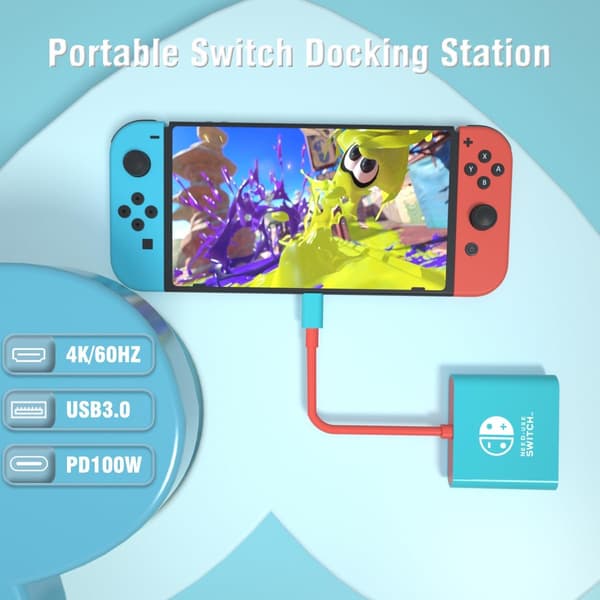 Pd100w Dockingstasjon for Nintendo Switch, bærbar Switch Dock-erstatning for Nintendo Switch Dock Switch Hdmi-adapter Usb 3.0 Switch Tv-dock