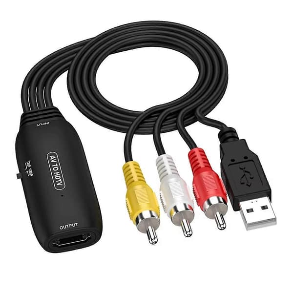 1080P AV til HDMI-kompatibel adapterkonverter RCA-kabel videoadapter for set-top-boks XBOX VHS Blu