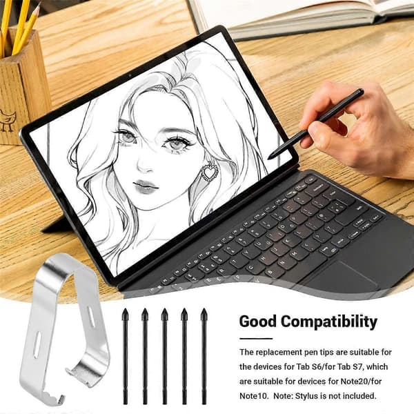 5 stk. erstatningspennspisser for pekepenn til Galaxy Note20/Note10/Tab S6/Tab S7 Black