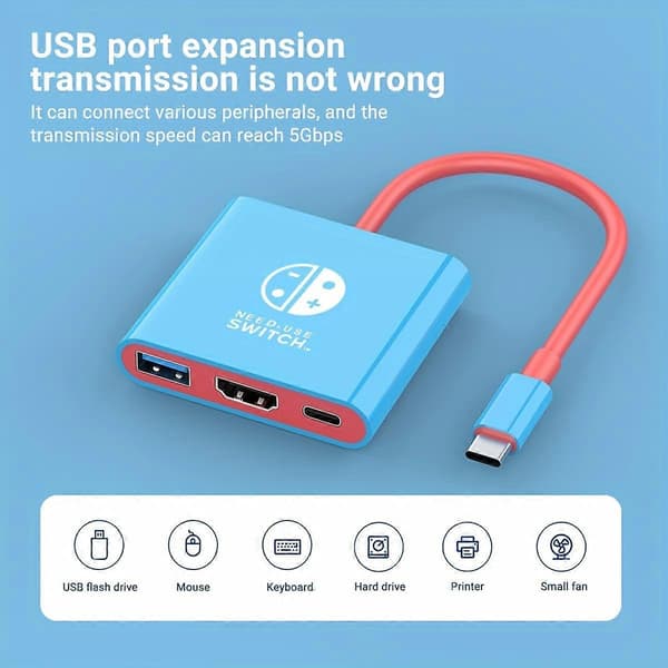 PD100W Dockingstation til Nintendo Switch, bærbar Switch-dock-erstatning til Nintendo Switch Dock Switch HDMI-adapter USB 3.0 Switch TV-dock, til Nintendo