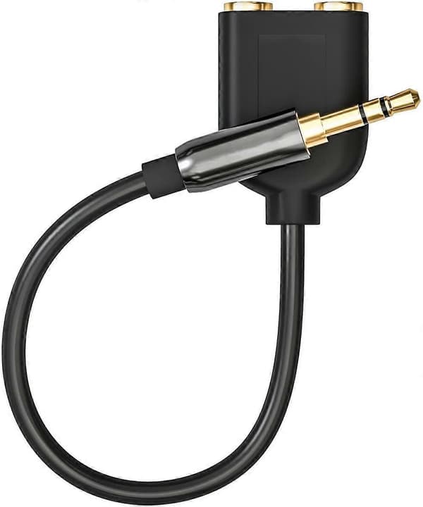 1 stk. stereoadapter - 2x3,5 mm hunstik til 1x3,5 mm hanstik 25cm