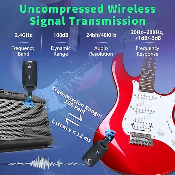 2,4 GHz trådløst gitarsystem oppladbar digital gitar A9 sender og mottaker for elektrisk gitar