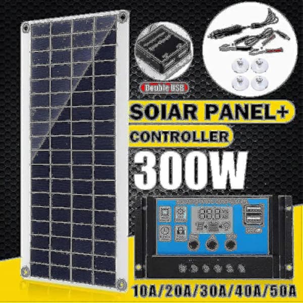 300w 12v solcellepanel kit batterioplader 300 watt 12 volt off grid system med 10a-60a controller