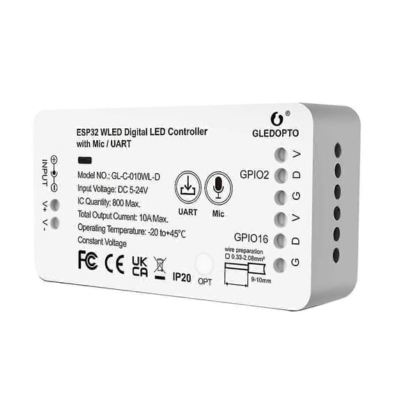 ESP32 WLED LED-kontroller med mikrofon UART-nedlasting Dynamiske lysmoduser for LED-strips