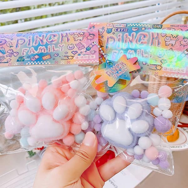 Taba Cat Squishy Leksaker, Katttassar Mochi Squishy Stressavlastande Squishies Pink