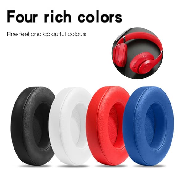 1 par headset-ærmer, blød støjisolering, åndbar hovedtelefon, kunstlæder, svampe-øremuffer til Beats-Studio 2.0 3.0 Black