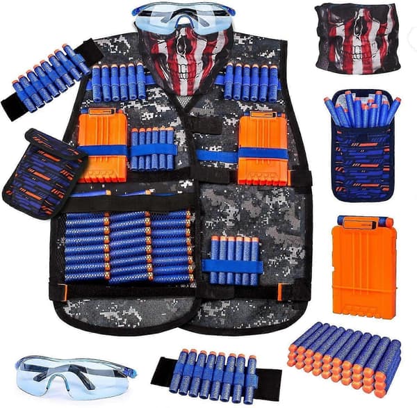 Taktisk Vestsett for Barn til Nerf Gun-serien for Gutter med Tilbehør