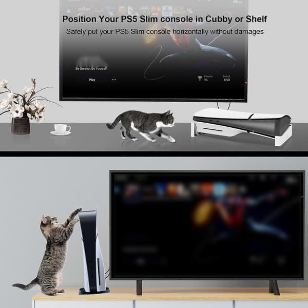 PS5 Slim vaakasuora jalusta, PS5 Slim -jalusta PS5 Disc- ja Digital-versioille, vaakasuora pidike