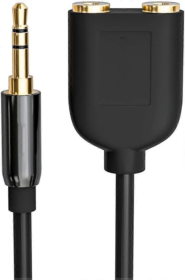 1 stk. stereoadapter - 2x3,5 mm hunstik til 1x3,5 mm hanstik 25cm
