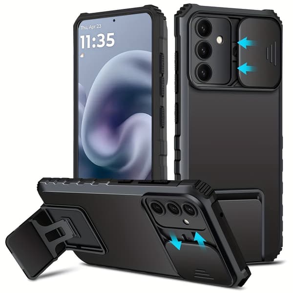 Solid, støtsikkert hardt telefondeksel med stativ, kompatibelt med Galaxy A26 Purple Galaxy A26 5G