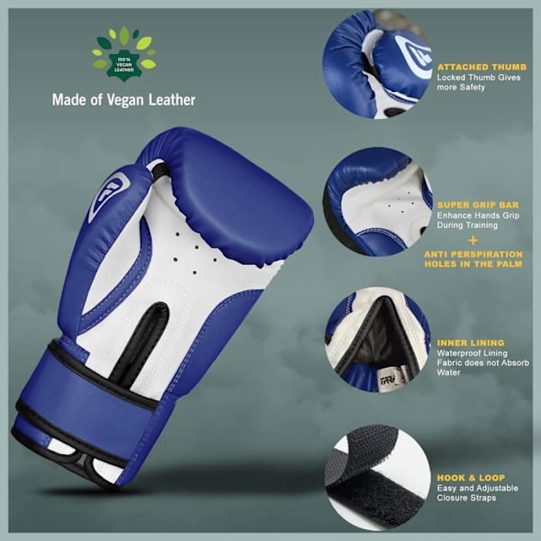 Boxhandskar - Farabi Sports - Barn - 6 OZ - Syntetläder - Blå Blå 6 oz