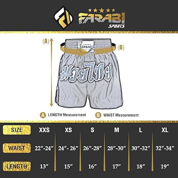 Shorts för Muay Thai - Farabi Sports - Blå - Andningsbart tyg - Elastisk midja - Ultralätt Blå XL