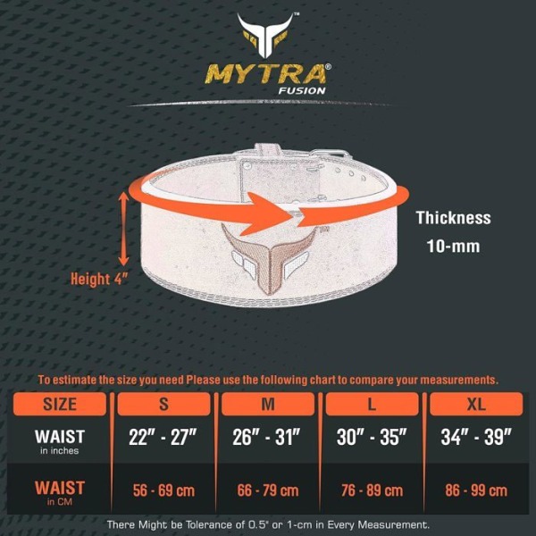 Mytra Fusion viktbälte, Powerliftinf, Tyngdlyftning, styrkebälte för knäböj träningsläder - Storlek XL