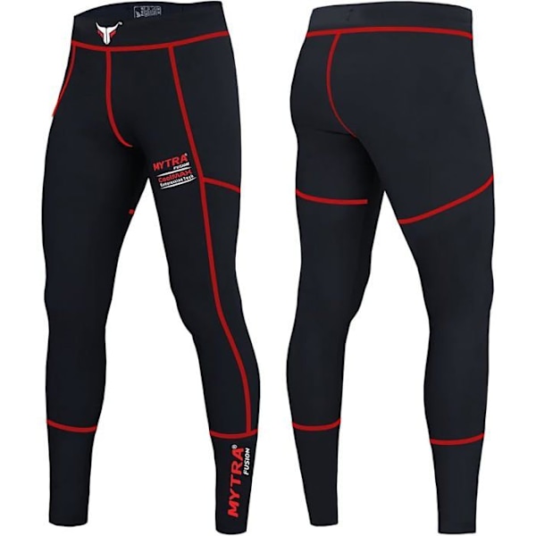 Kompresleggings - Mytra Fusion - Svart/Röd - Muskelstöd - Dry-Tech - Unisex Svart röd jag