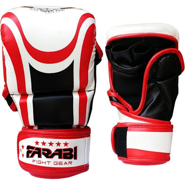 Farabi Sports Gloves MMA, Sparring Semi pro, Muay Thai, Boxningshandskar Grappling Gloves Röda S/M röd vit S / M