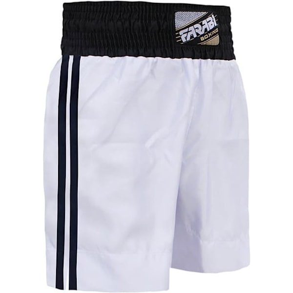 Farabi Sports Boxningsshorts, Thaiboxningsshorts, Kickboxning, Boxning, Kampsport, Vit Vit XXL