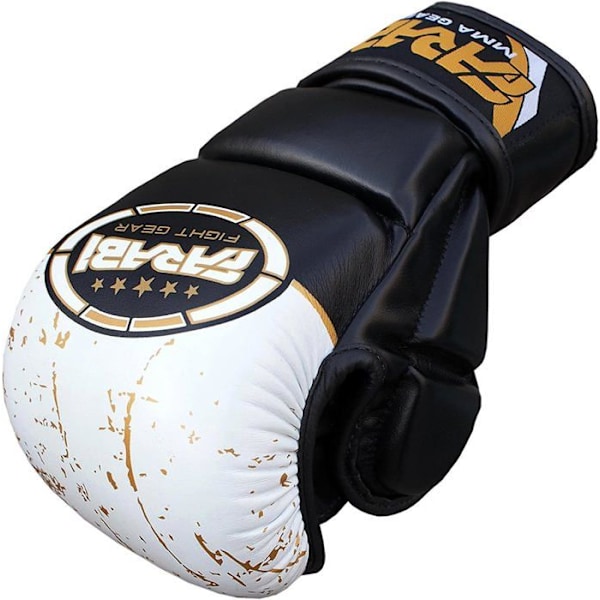 Farabi Sports MMA Handskar, Semi Pro Sparring, Muay Thai, Boxningshandskar Grappling Gloves - Svart S/M Svart vit S / M