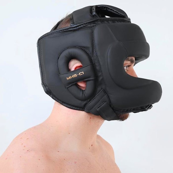 "Boxningshjälm - Mytra - Fusion C1 - Fullständigt Skydd - Syntetläder - One Size - Svart" Svart 1
