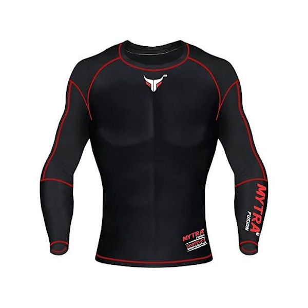 T-shirt kompression Mytra Fusion unisex – Rashguard Dry-Tech som är andningsbar och UV-skyddande – Svart/Röd Svart röd XL
