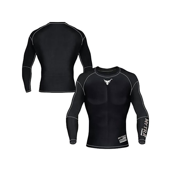 T-shirt kompression Mytra Fusion unisex – Rashguard Dry-Tech andningsbar och anti-UV – Svart/Grå Svart grå jag