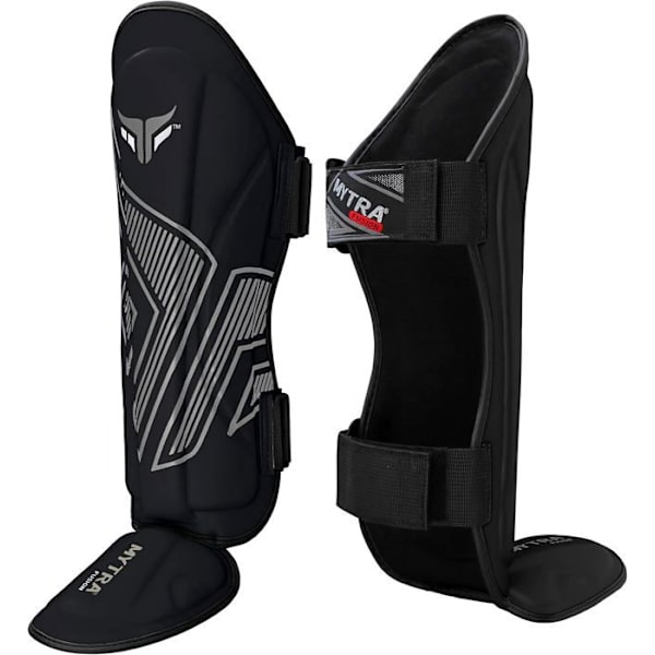 Skydd för skenben - Mytra - Svart - Ergonomisk design - Förstärkt vaddering - Ultra lätt Svart L/XL
