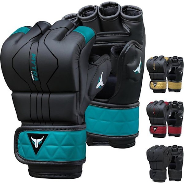 MMA-handskar - Mytra Fusion - BS-22 - Grappling - Svart/Turkos - Syntetiskt läder TURKOS jag