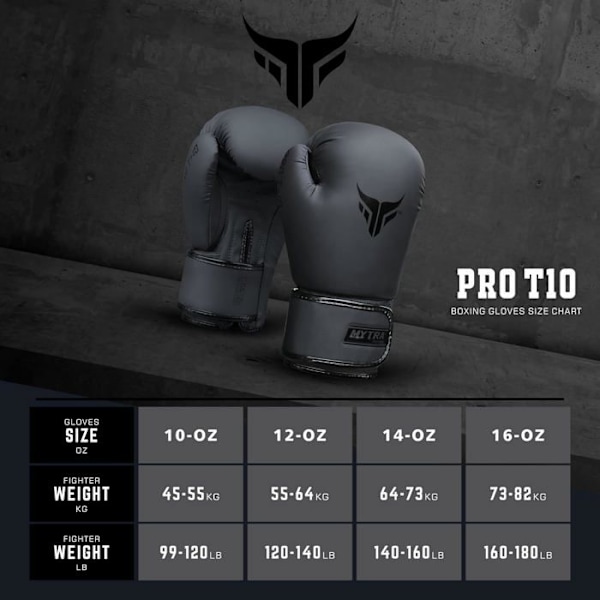 Boxningshandskar - Mytra Fusion - PRO T-10 - Syntetiskt läder - Svart - 10 OZ Svart 10 OZ