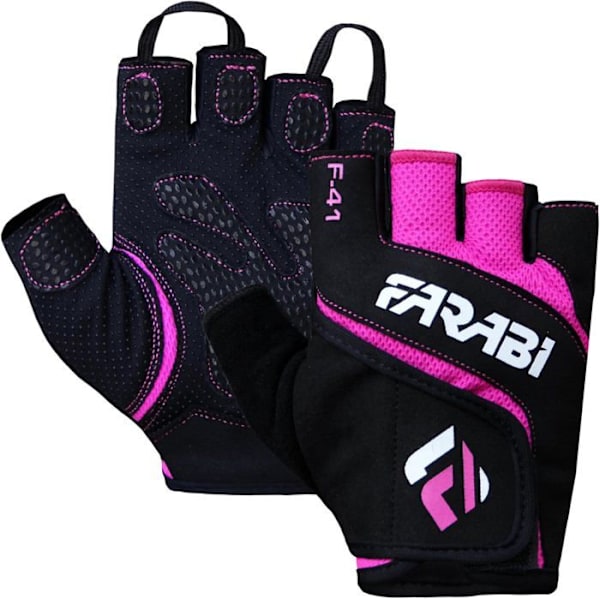 Träningshandskar - Farabi Sport - Rosa - Prime Läder - Andningsbara - C-Gel Dämpning Svart/rosa jag
