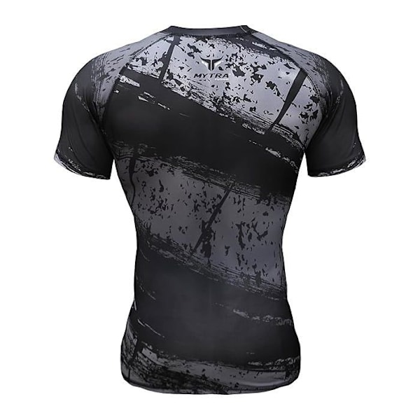 Mytra Fusion herrkompressionströja – Rashguard MMA BJJ Fitness - lätt och andningsbar – Grå Svart grå XL