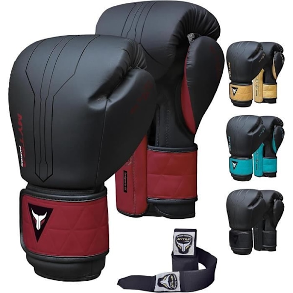 Boxningshandskar - Burgundy - Mytra Fusion BS-22, boxningshandskar ingår, MMA-handskar, Muay Thai, Kickboxning män & kvinnor 10 OZ Svart/rödbrun 10 OZ