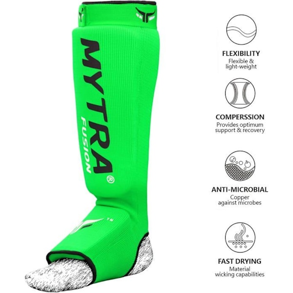 Mytra Fusion Shin + Foot Protector, MMA, Kickboxning, Combat Sports Green L/XL Grön L/XL