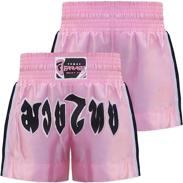 Kort Muay Thai - Farabi Sports - Rosa - Andningsbart material - Elastisk midja - Ultralätt Rosa XL