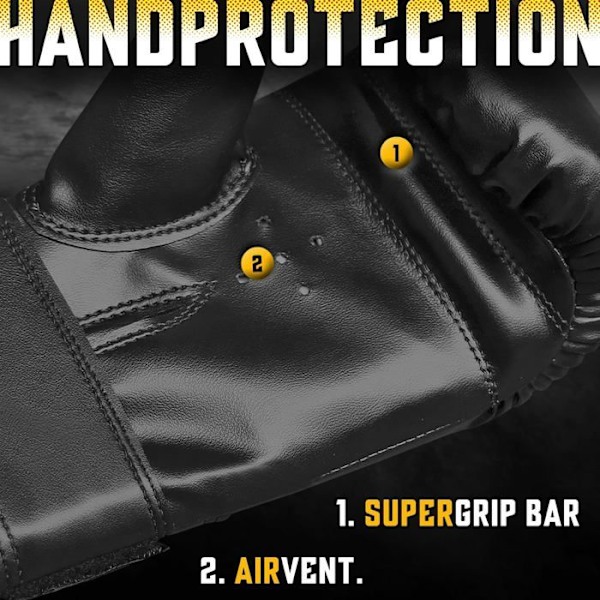 Gants de Sac - Farabi Sports - Gants de Boxe & Träning - Syntetiskt Läder - MMA, Boxning, Kickboxning - Svart Svart jag
