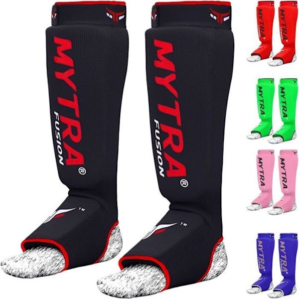 Mytra Fusion Shin + Foot Protector, MMA, Kickboxning, Combat Sports Black S-M Svart S / M