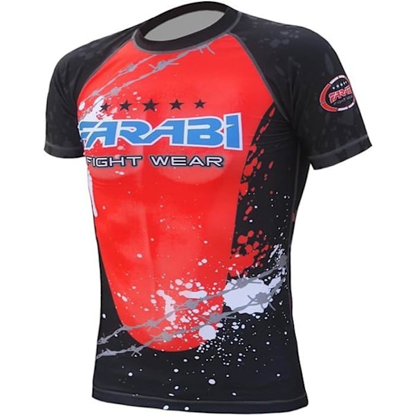 Farabi Sports Compression Top - Röd - MMA Kick Boxing Gym Fitness Training, Compression T-shirt storlek M Röd M