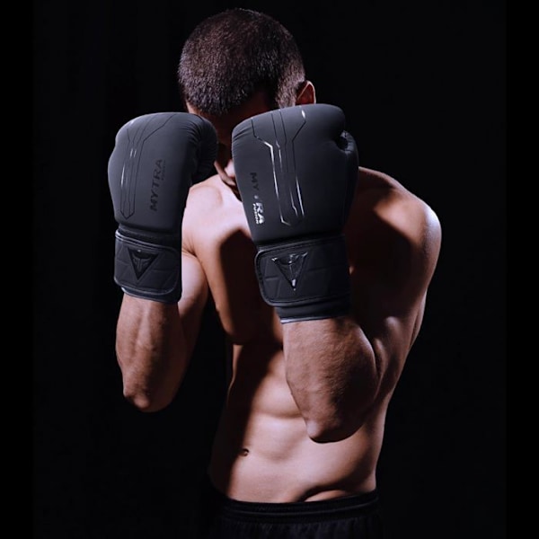 Boxningshandskar - svarta - Mytra Fusion BS-22, boxningshandskar ingår, MMA-handskar, Muay Thai, kickboxning för män och kvinnor Svart 10 OZ