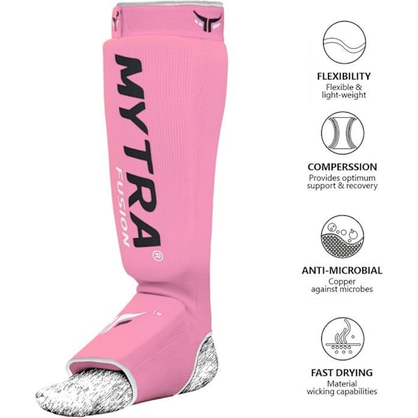 Mytra Fusion Shin + Foot Protector, MMA, Kickboxning, Combat Sports PINK S-M Rosa S / M