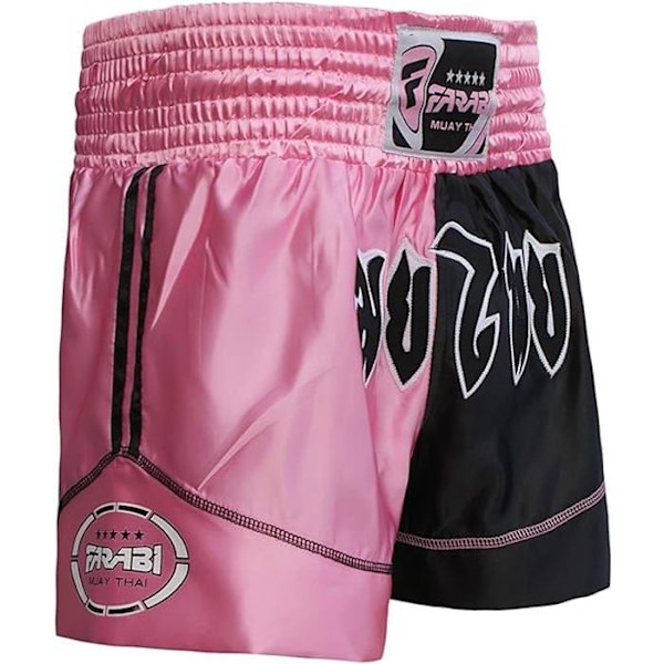 Farabi Sports Muay Thai Shorts, Thaiboxningsshorts, Kickboxning, Boxning, Kampsport, Rosa/Svart Svart ros S