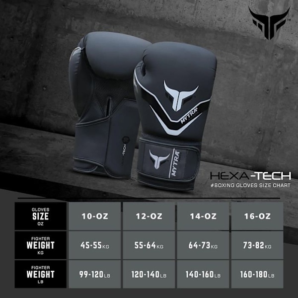 Boxhandskar - Mytra - Fusion Hexa Tech - 10 OZ - Syntetiskt Läder - Svart Svart 10 OZ