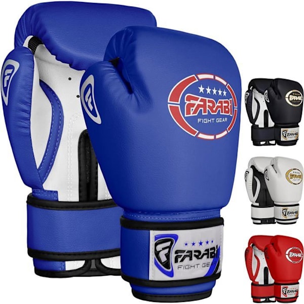 Boxhandskar - Farabi Sports - Barn - 6 OZ - Syntetläder - Blå Blå 6 oz