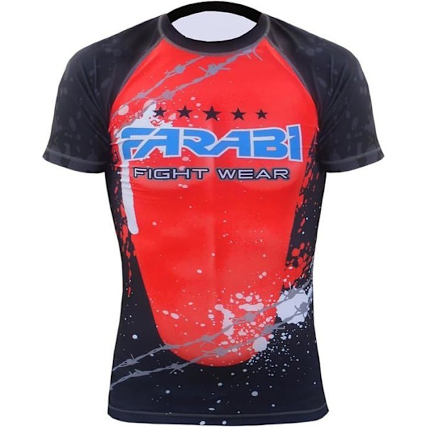 Farabi Sportströja med kompression - Röd - MMA Kick Boxning Gym Fitness, kompressions t-shirt Röd M