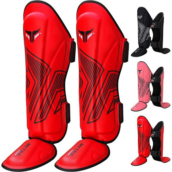 Shin Guard - Mytra Fusion - Thaiboxning Kickboxning, Kampsport, Träning, MMA Muay Thai Shin Guard, RED Röd L/XL