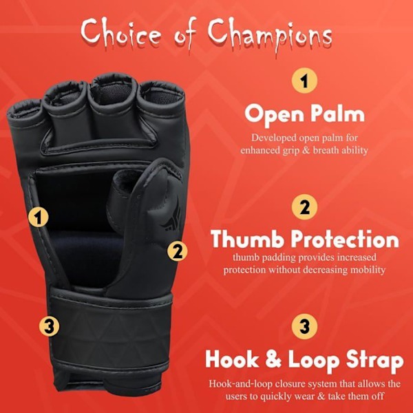 MMA-handskar - Mytra Fusion - BS-22 - Grappling - Svart - Syntetläder SVART M