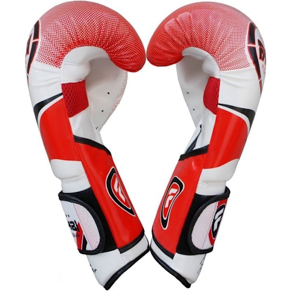 Boxningshandskar - Farabi Sports - Pro Fighter - 16 OZ - Syntetiskt läder - Unisex vit röd 16 OZ