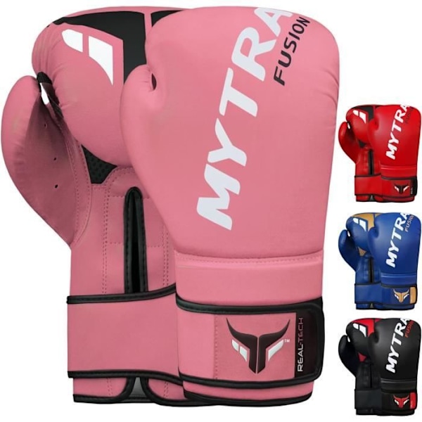 Boxningshandskar - Rosa - Mytra Fusion Real Tech - Handskar för stansning, kickboxning, sparring, Muay Thai och strid - 12 oz Rosa 12 OZ