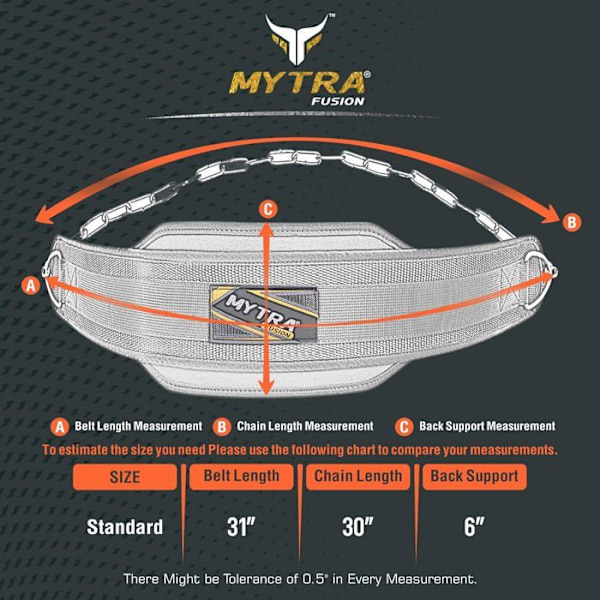 Viktsäck - Mytra Fusion - Dip Belt - Neopren - Stålchain - Grå Grå